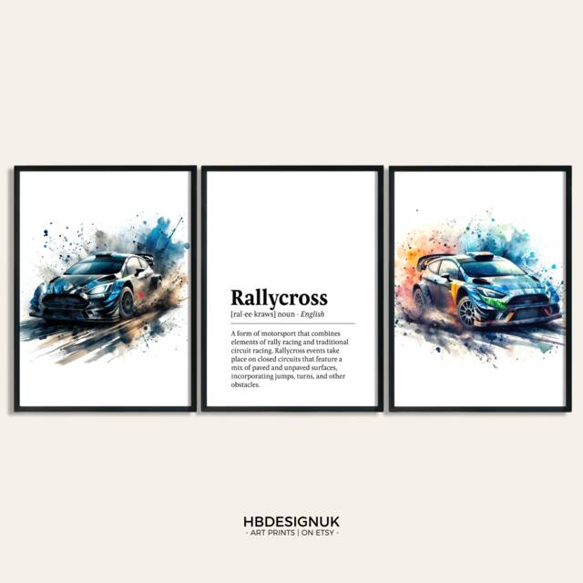 Rally Poster Print - Set Of 3 Pictures - Rallycross Watercolour Posters ...