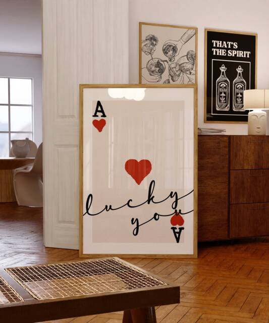Lucky You Print - Ace Of Spades Playing Card Trendy Wall Art Bar Decor ...