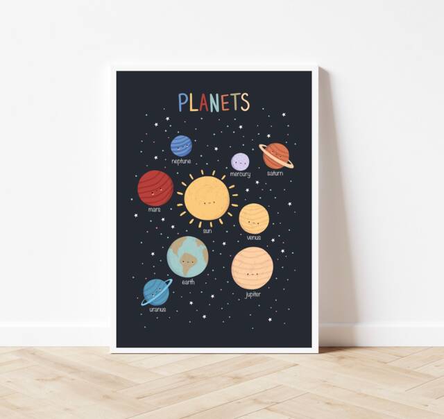 Solar System Print Educational Planets Nursery Wall Art by Etsy ...