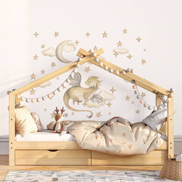 Watercolor Golden Dragon Nursery Wall Decals - Peel & Stick by Etsy ...