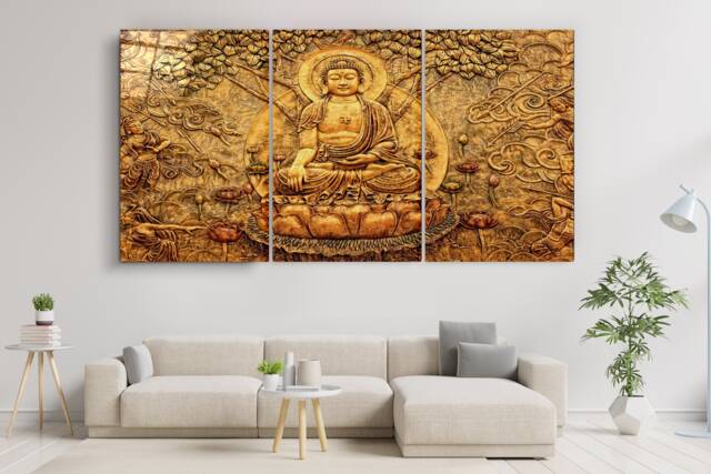 Lord Buddha - Mega Size Tempered Glass Wall Art Home Decor Decor ...