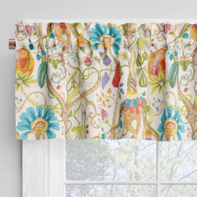 Multi Patterned Valance Tailored Valance in Tudor Summer Jacobean Floral, Tree Of Life, Large ...