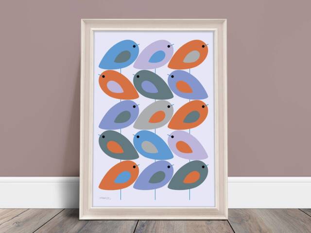 All The Birds No.4 - Gicl??e, Mid Century Modern Wall Art Bird Print by ...