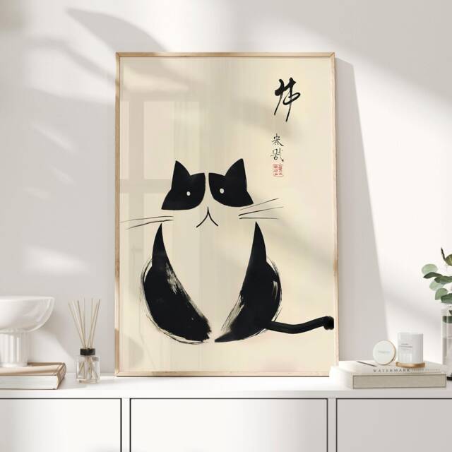 Matsumoto Hoji Cat Print, Poster, Japanese Vintage Wall Art, Woodblock ...