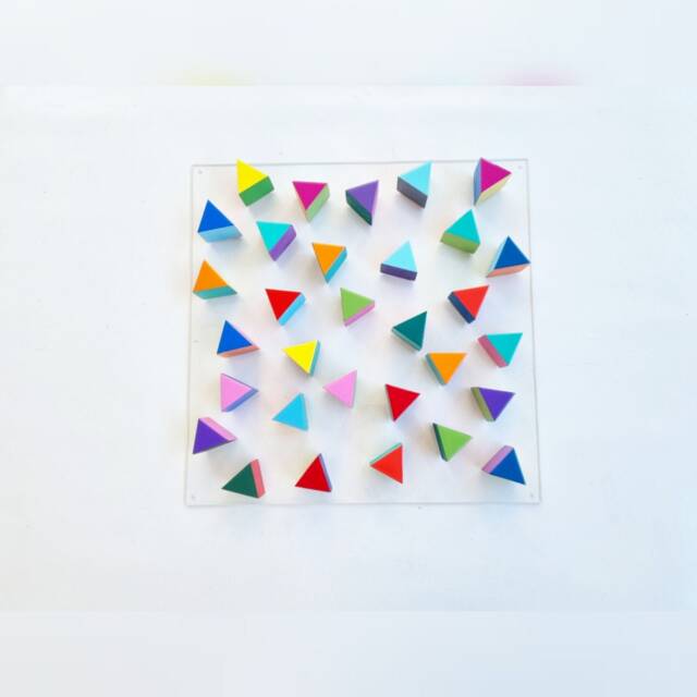 Hand-Painted Wood Triangle Wall Art 3D Resin Sculpture by Etsy ...