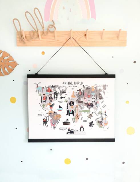 Animal World Map Nursery Poster With Wooden Hanger by Etsy | ufurnish.com
