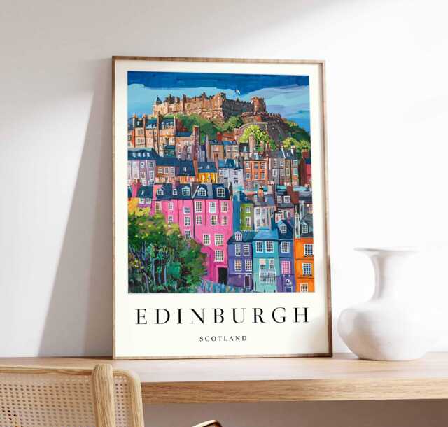 Edinburgh Skyline Poster Scotland Travel Art, Historic City Print by ...
