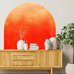 Cherry Red Arch, Modern Gradient Headboard Wall Decal - Japandi Boho ...