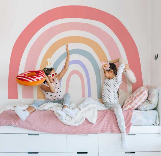 Pastel Rainbow Decal, Nursery Stickers Big Rainbow, Wall Boho Art ...