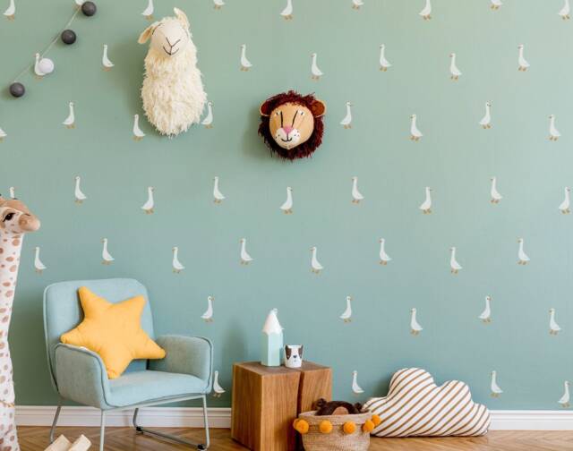 Goose Pattern Nursery Wall Stencil, Paint Geese Duck Baby Room ...
