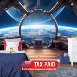 Spaceship Window View Wall Mural, Outer Space Kids Room Decor, Peel ...