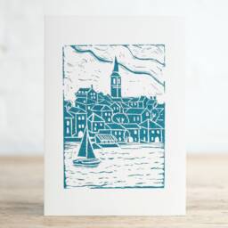 Handprinted Linocut Sirmione Castle, Lake Garda Art Print by Etsy ...