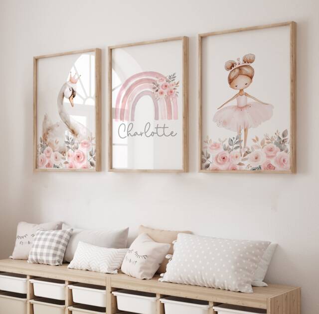 Girls Bedroom Prints, Girls Room Decor, Girl Wall Art, Swan Prints ...