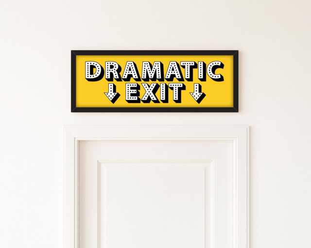 Framed Dramatic Exit Hallway Print, Pink Sign, Prints Exit, For Hallway ...
