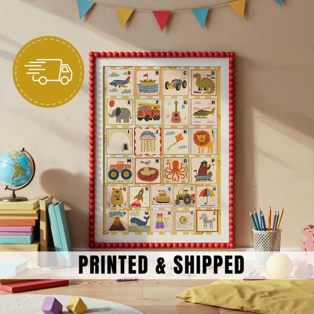 Boy Nursery Alphabet Wall Art Whimsical Abc Print Toddler Room ...