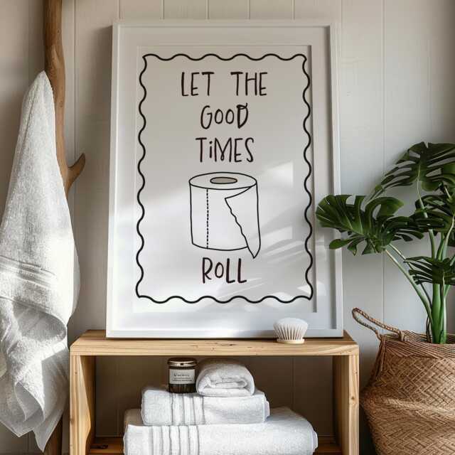 Let The Good Times Roll Print - Bathroom Poster Funny Decor Toilet Art ...