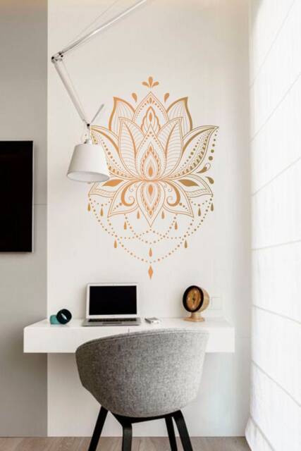 Mandala Wall Decal For Yoga Studio, Lotus Flower Decal, Stickers, Vinyl ...