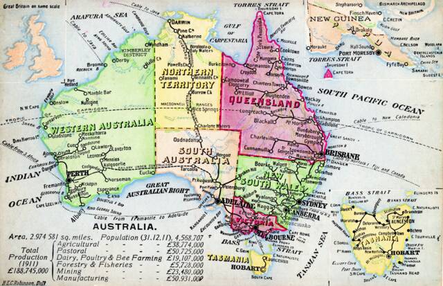 Map Of Australia 1911 Vintage Print Amazing Little Bit History