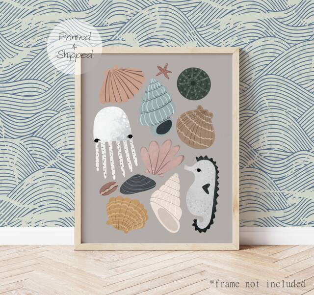 Shell Printing Eyfs Sea Shells Print, Animals Nautical Nursery Scandi Decor, Educational ...