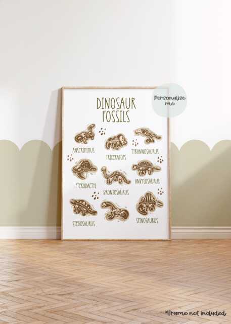Personalised, Educational Prints, Dinosaur Footprints, Fossils, Bedroom ...