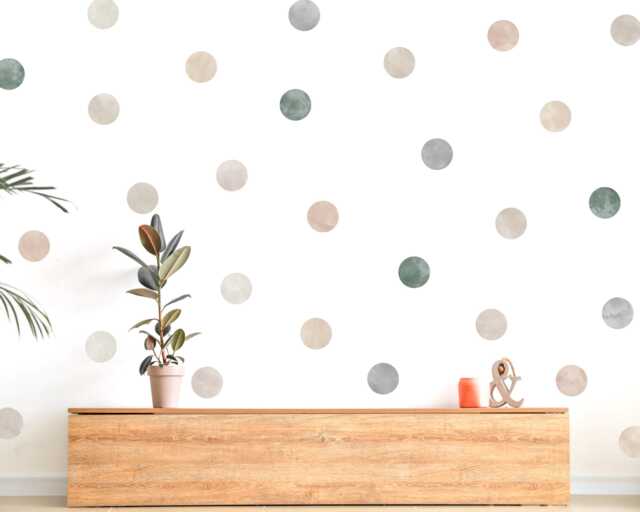 Neutral Watercolor Polka Dot Wall Decals Boho Earth Tones, 40 Pack by ...