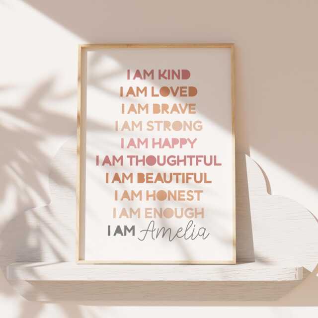 Positive Affirmation Print, Girls Bedroom Decor Motivational Wall Art ...