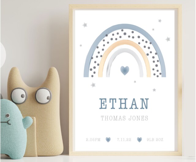 Personalized New Baby Print - Rainbow Nursery Decor - PDF Available by ...