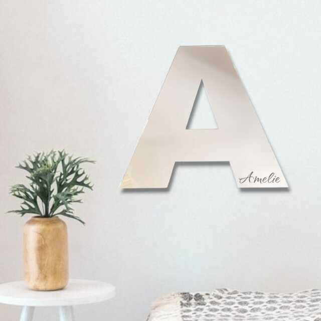 Large Acrylic Mirror Letter Wall Art - Personalized Initial Decor by ...