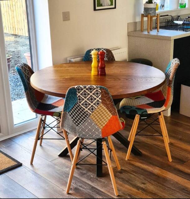 Bespoke Solid Oak Round Dining Table With Prism Base/Spider Handmade in ...