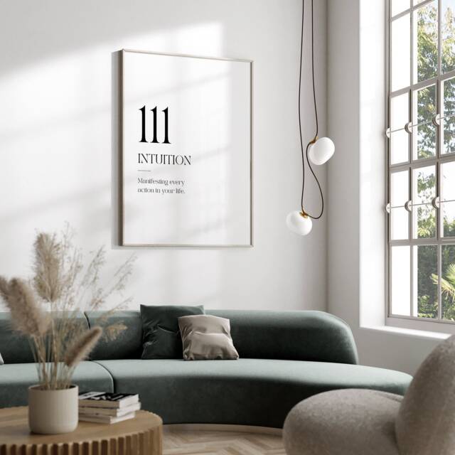 Angel Numbers Print - 111 Number Poster Energy Crystal Spiritual ...
