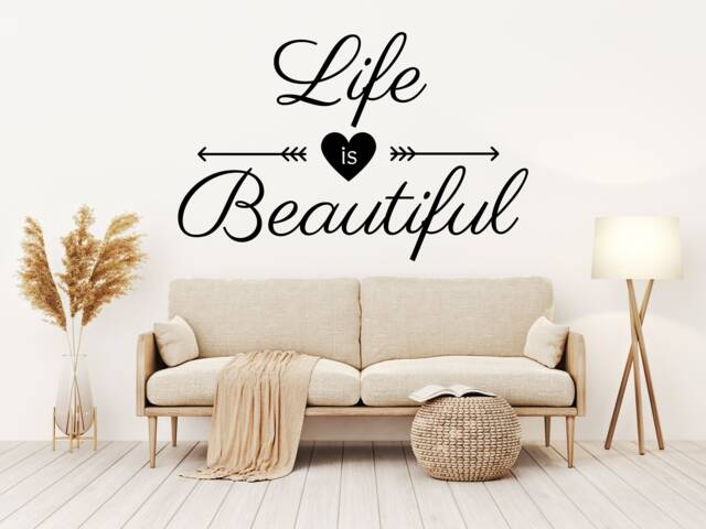 Wall Sticker Life Is Beautiful Window Home Decor Decal Living Room ...