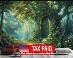 Green Forest Dragon Castle Nursery Wallpaper Mural, Peel & Stick Decal ...