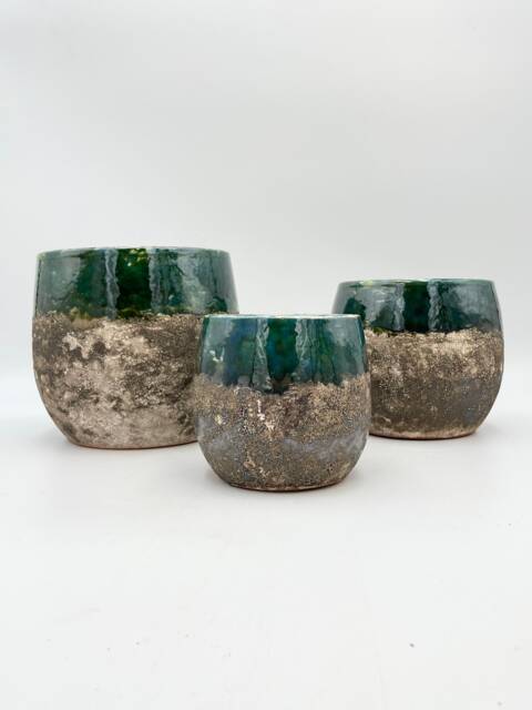 Lindy Emerald Green Black Ceramic Plant Pot Retro Indoor Planter lindy-emerald-green-black-ceramic-plant-pot-retro-indoor-planter