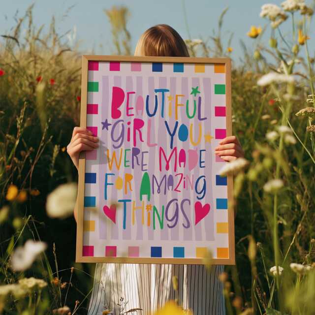 Beautiful Girl You Can Do Amazing Things, Affirmation Print, Rainbow ...
