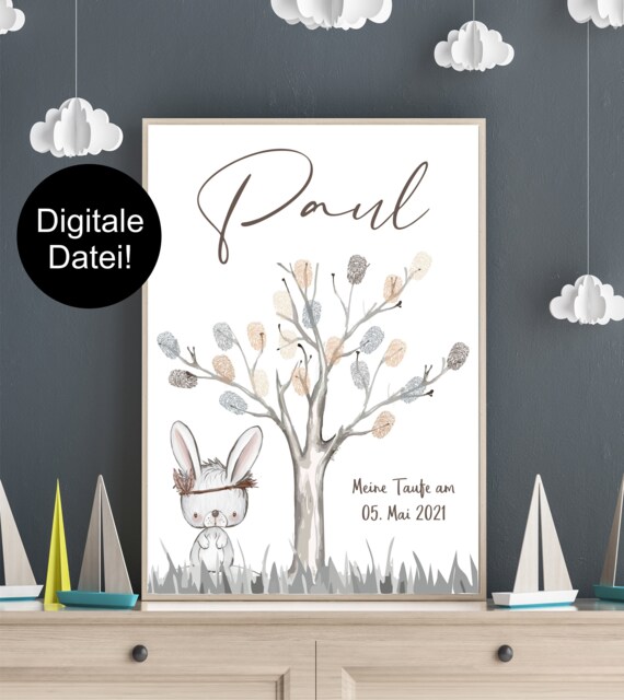 Digital File/Personalized Mural Fingerprint Tree Baptism Gift by Etsy ...