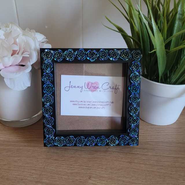 Gothic Style Iridescent Blue Acrylic Roses Square Photo Frame 4 X ...