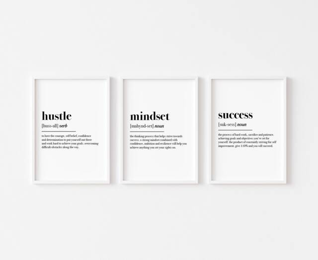 Motivational Prints Set Of 3 - Home Office Wall Art Gym Success Mindset ...