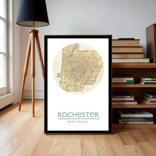 Rochester City Map Art Print Modern Wall Decor by Etsy | ufurnish.com