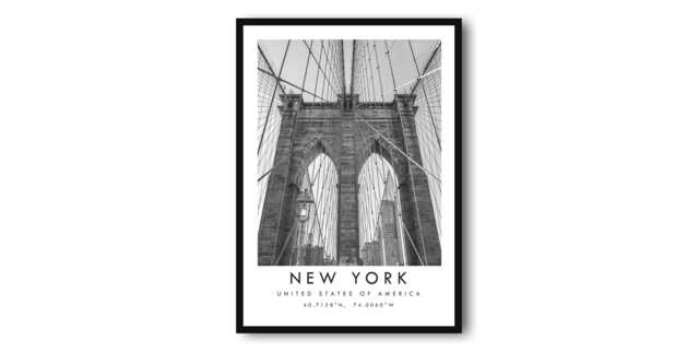 New York Travel Print Black & White Minimalist Wall Art by Etsy ...