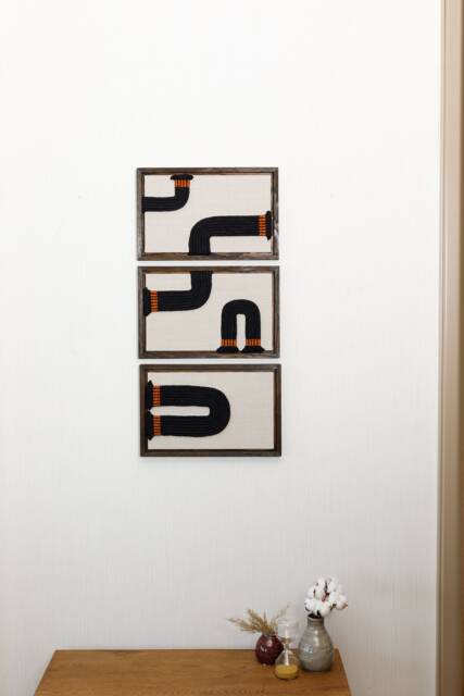 Framed Fiber Art Set Black Rope, Wood Floating Frame by Etsy | uFurnish.com
