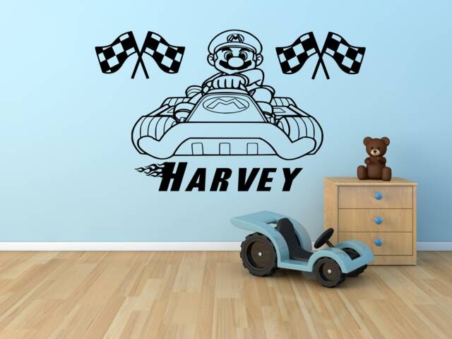 Personalised Super Mario, Mario Kart Vinyl Wall Art Sticker - Ma2 by ...