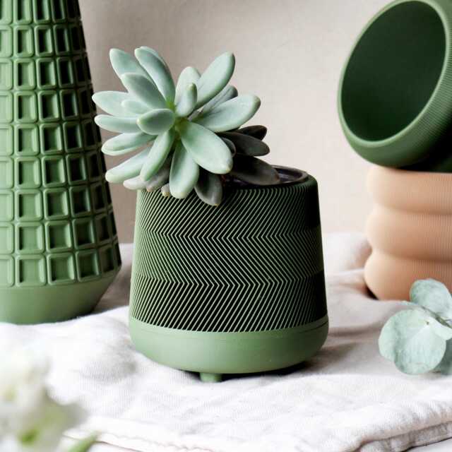 Green Planter With Drainage Saucer, Unique Flower, Bonsai Plant Pot ...