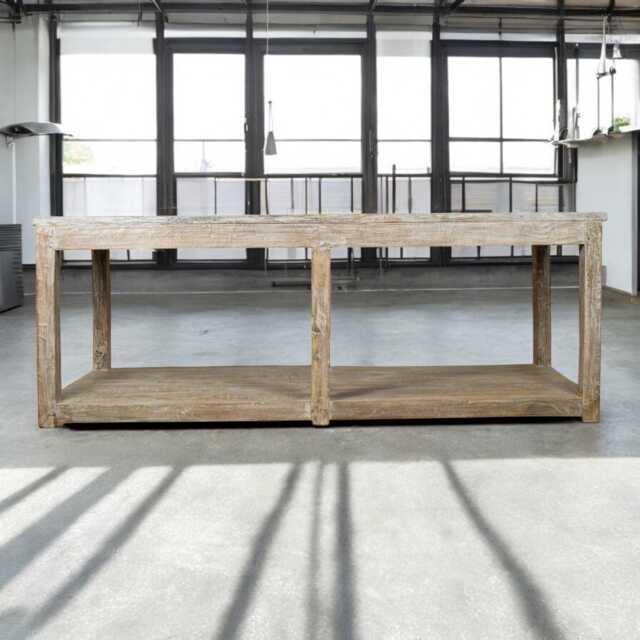 Large 8Ft Vintage Solid Wood Rustic Kitchen Island Shop Display Table ...
