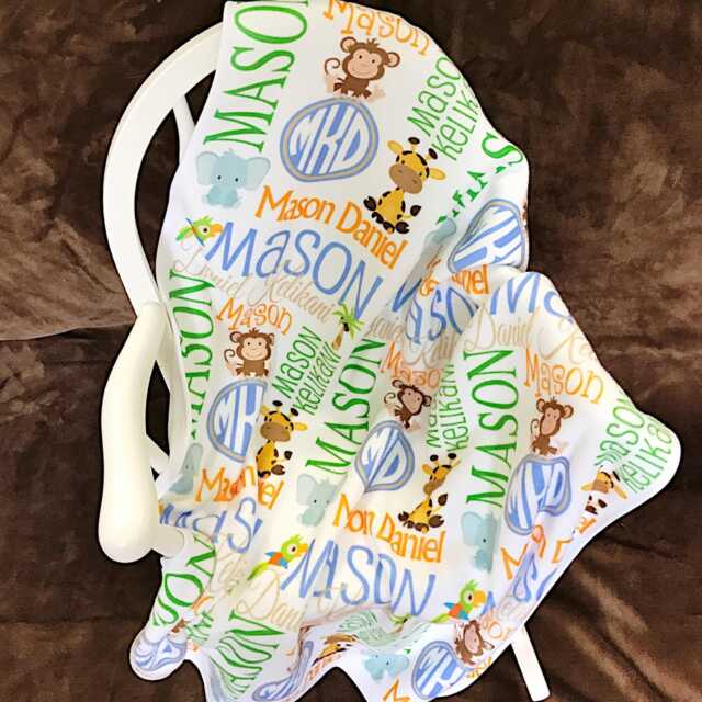Personalized Safari Name Blanket, Custom Baby Jungle Animals Swaddle by ...