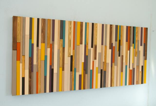 Mid Century Wood Wall Art - Reclaimed Sculpture 3D Geometric Decor ...