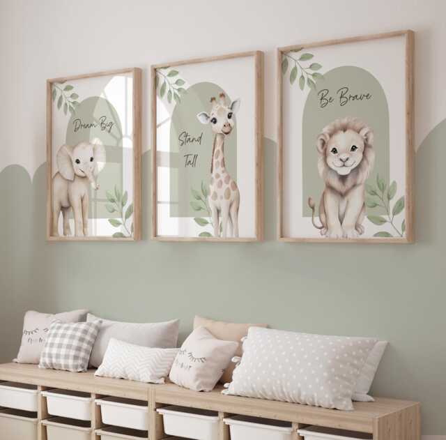 Vertintong 6 Pcs Woodland Nursery Decor Blocks - 1.6 Inch Inspirational Animal Wooden Decor, Bear, Raccoon, Fox, For Shelf Or Table - View #2