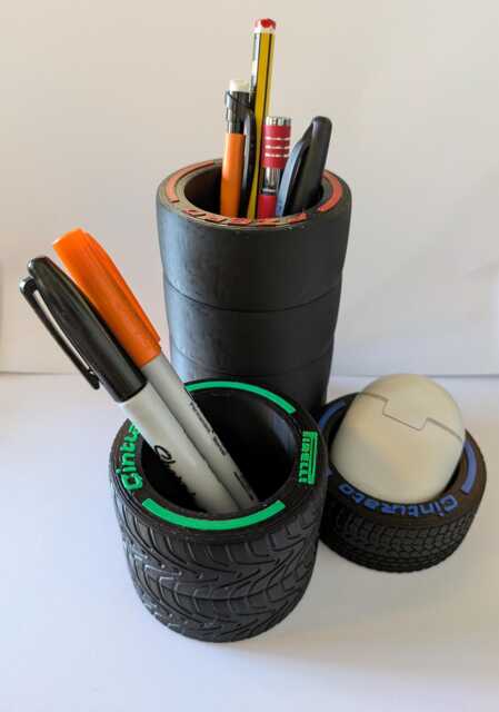 Racing Tire Pen Holder Set - - Tyre Pen Holder Unique Desk Organiser ...