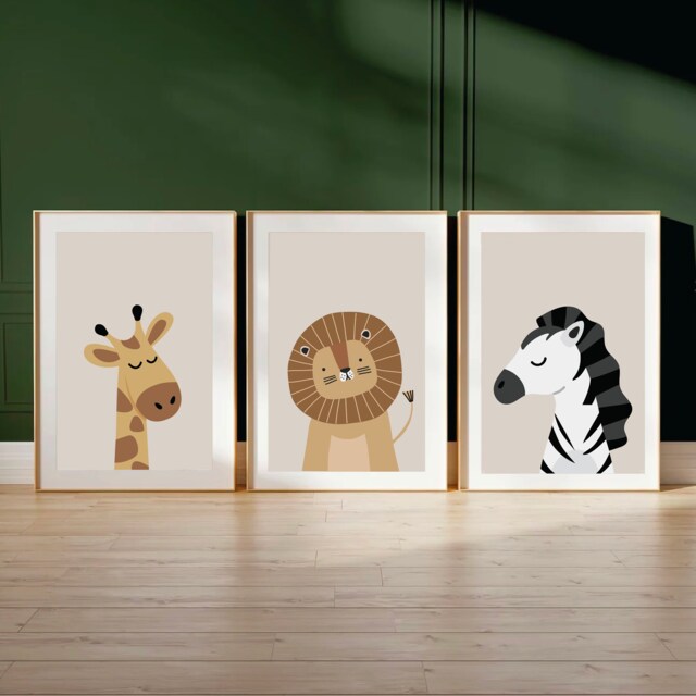 Safari Baby Animal Nursery Prints, Set Of 3, Prints, Wall Art, Prints ...