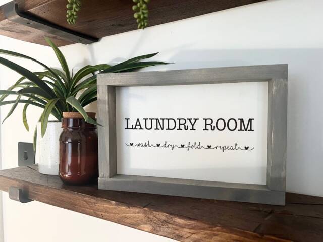 Handmade Farmhouse Laundry Room Sign Rustic Framed Shelf Decor by Etsy ...