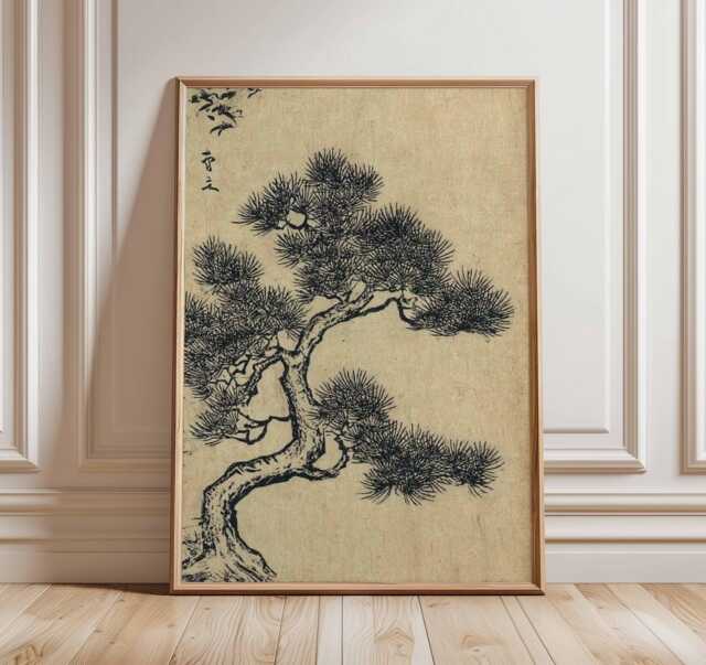 Japanese Ink Tree Art Print - Zen Minimalist Wall Asian Landscape ...